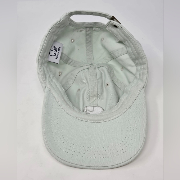 IVORY ELLA MINT GREEN BASEBALL HAT CAP WHITE EMBROIDERY ELEPHANT WOMEN OS COTTON - Picture 9 of 12
